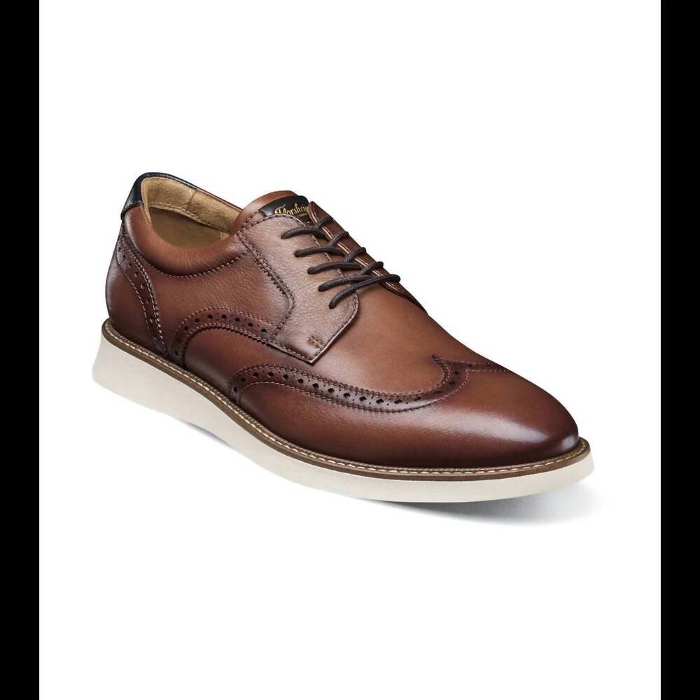 NEW FLORSHEIM men's launch wingtip oxford in cognac